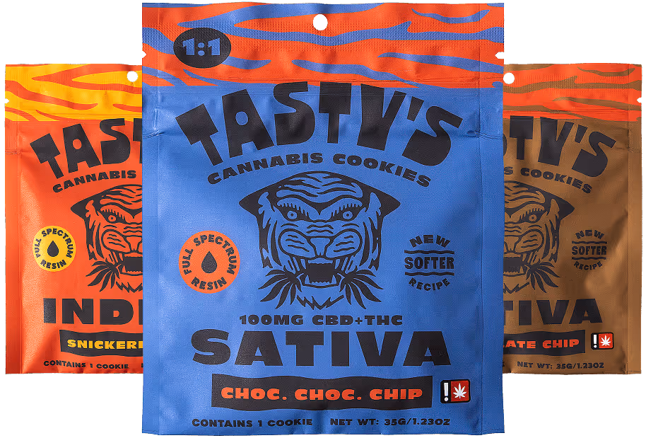 Group of Tasty's Cookies packaging