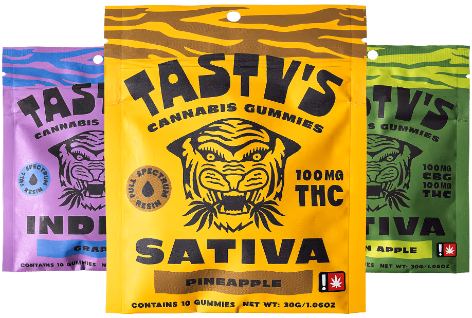 Group of Tasty's Gummies packaging